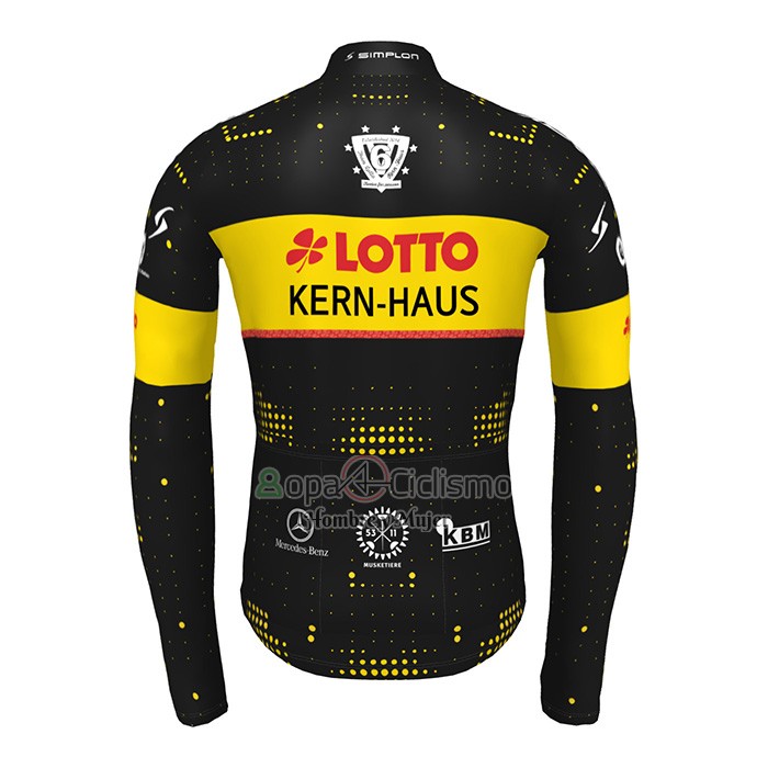Lotto-kern Haus Ropa Ciclismo Culotte Largo 2022 Hombre Mangas Largas Negro AMarillo